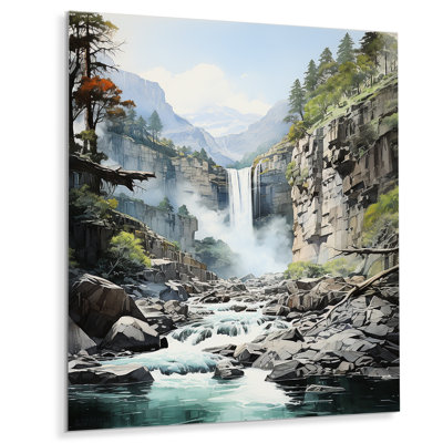 États-Unis, chasse aux chutes d'eau I - décoration murale en métal États-Unis