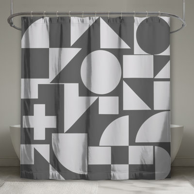 Gray Geometric Shapes Shower Curtains Extra Long