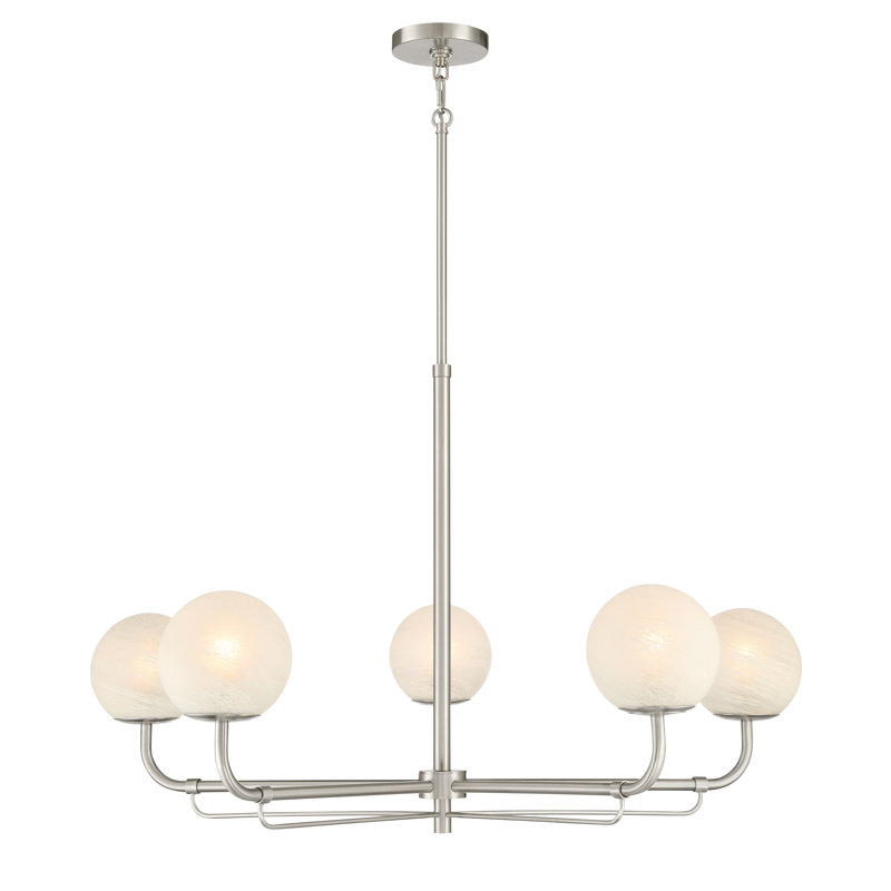 5 LIGHT CHANDELIER, Brushed Nickel