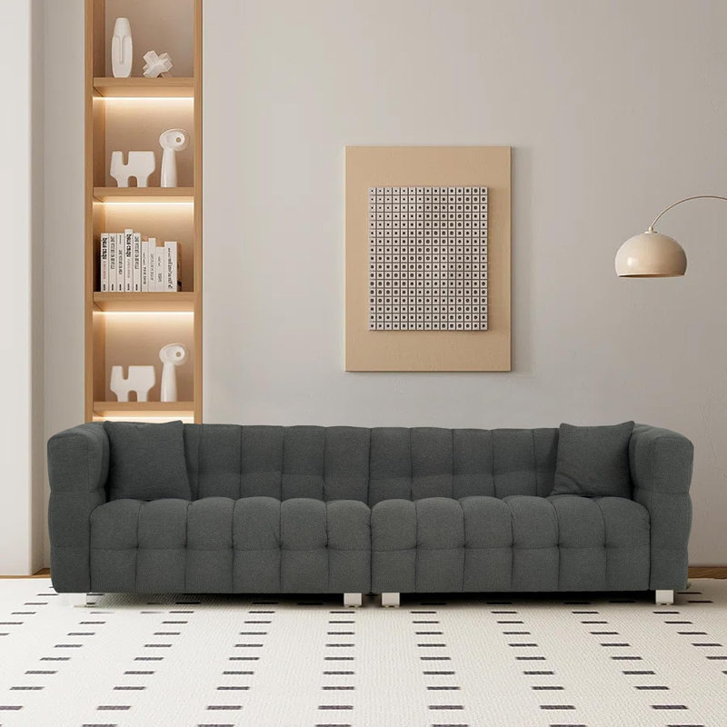 Canapé de 103 po en molleton avec deux coussins, Mélange de polyester gris
