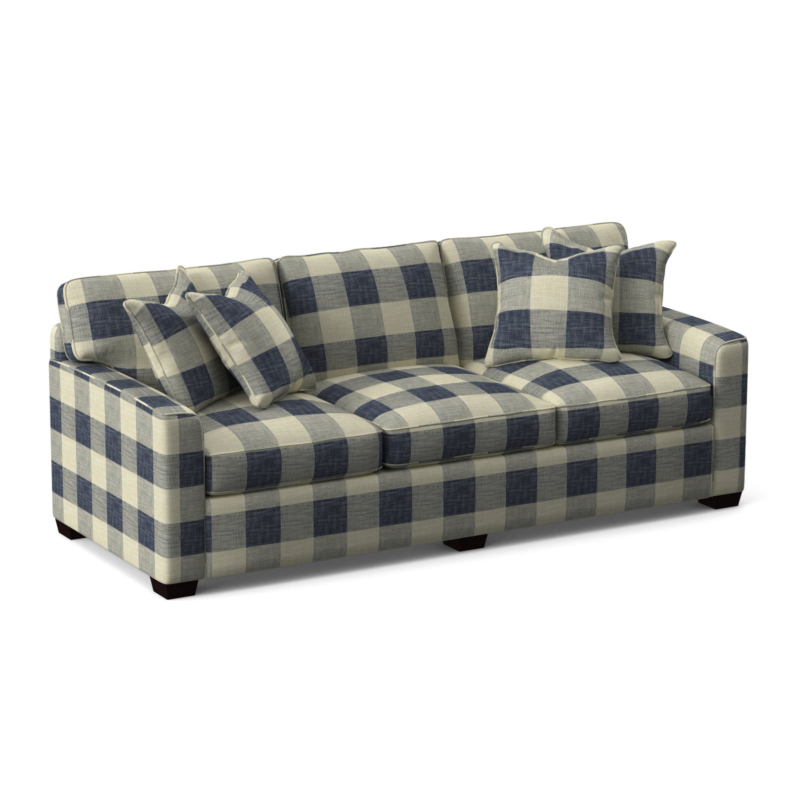 Frye 93'' Upholstered Sofa, Java, Taupe Plaid; 0126-73