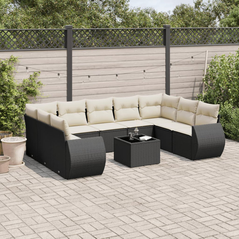 Ensemble de canapé de jardin Vidaxl noir, blanc crème