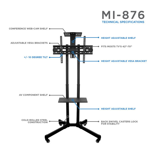 Mount-It! TV Floor Portable Pedestal Display Height Adjustable Fixed Stand  Mount Fits 13 - 42 TVs & Reviews