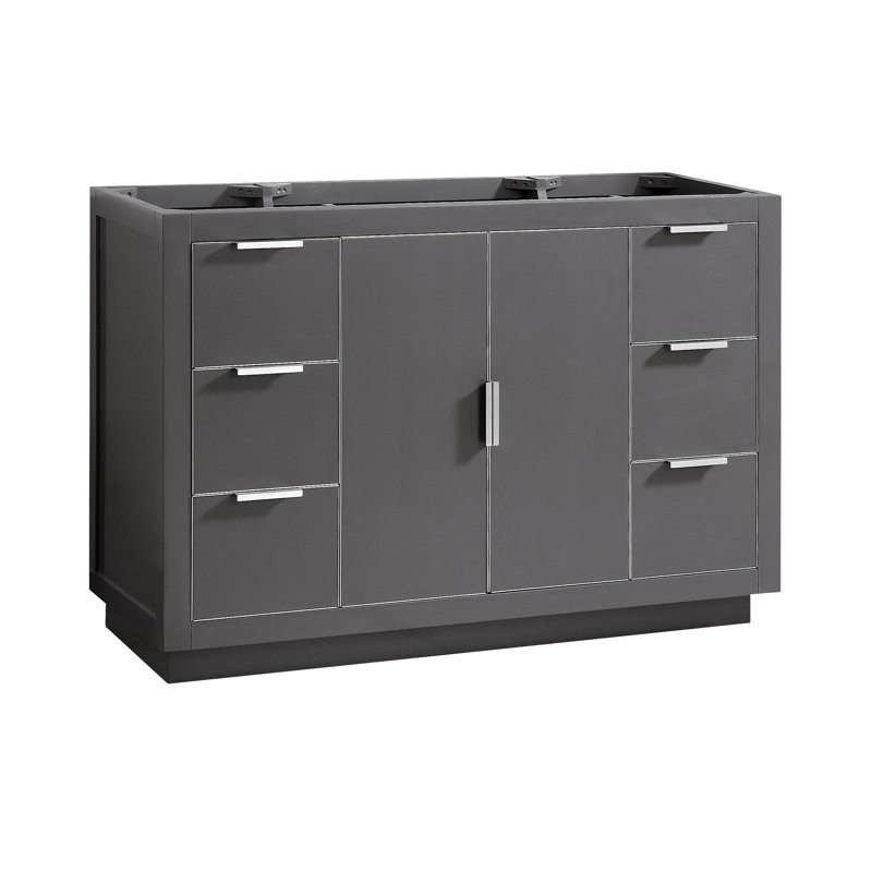 Base de meuble-lavabo simple 48 po Austen seulement, Gris crépuscule / argent brossé