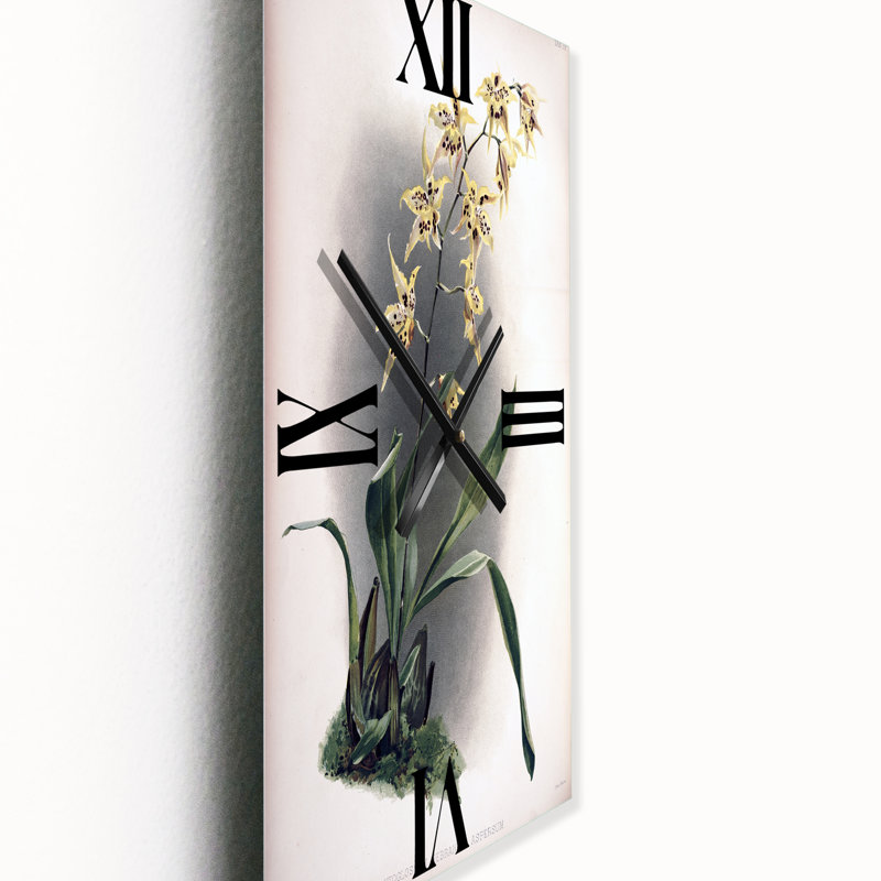 Orchidée rétro - horloge murale traditionnelle, Petit