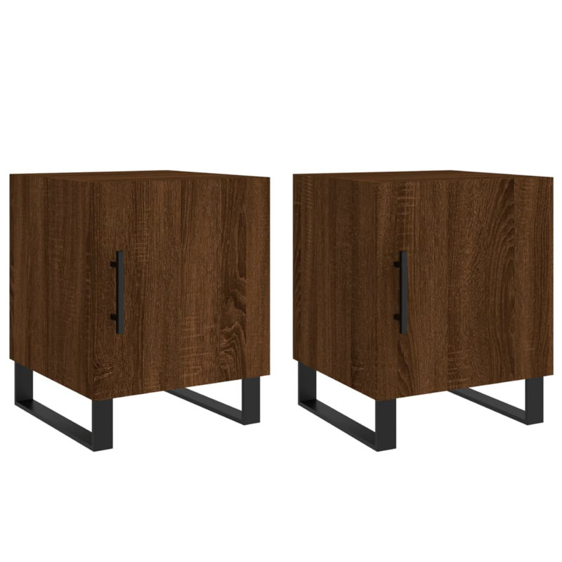 Bodaway 40cm W Manufactured Wood Bedside Table, Brown Oak, Set of 2