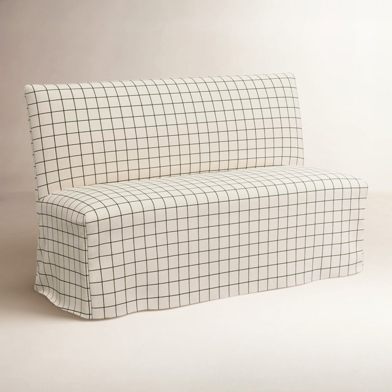 Ivanka Upholstered Bench, Line Tattersall Green