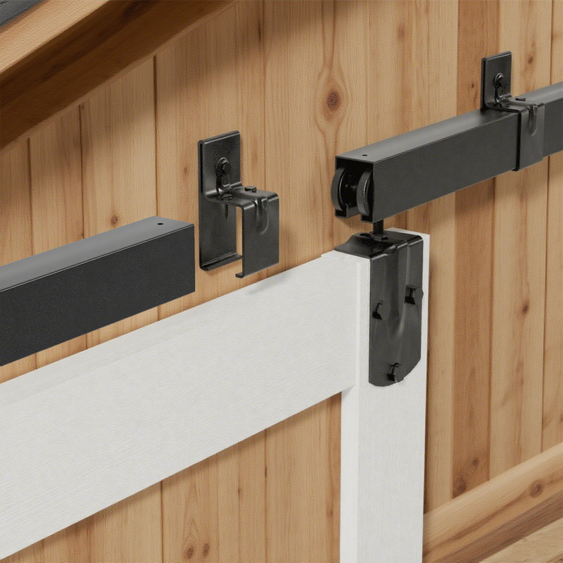 Box Rail Exterior Barn Door With 8 Ft Track, Heavy Duty Sliding Barn Door Hardware, 36” W x 80” H