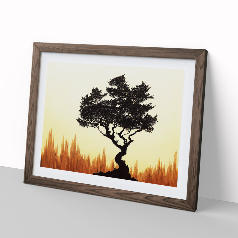 Adventurous Tree - Single Picture Frame Painting, 25cm H x 34cm W x 2cm D, Walnut Framed