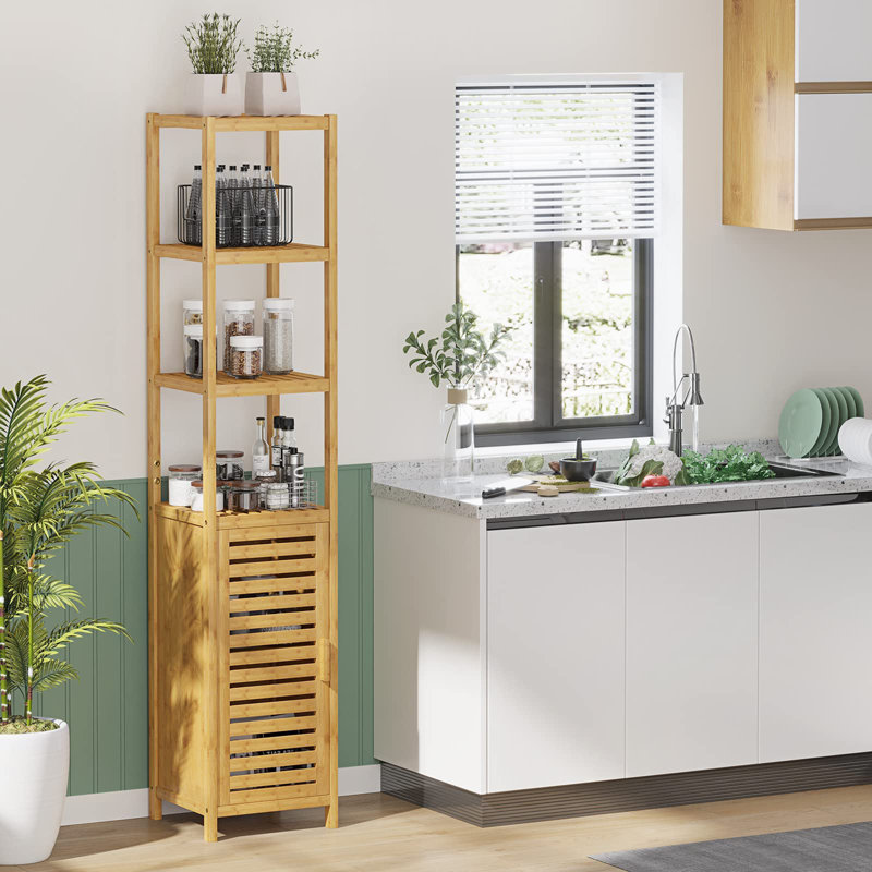Grande armoire de rangement avec porte à volets et 3 tablettes, Naturel