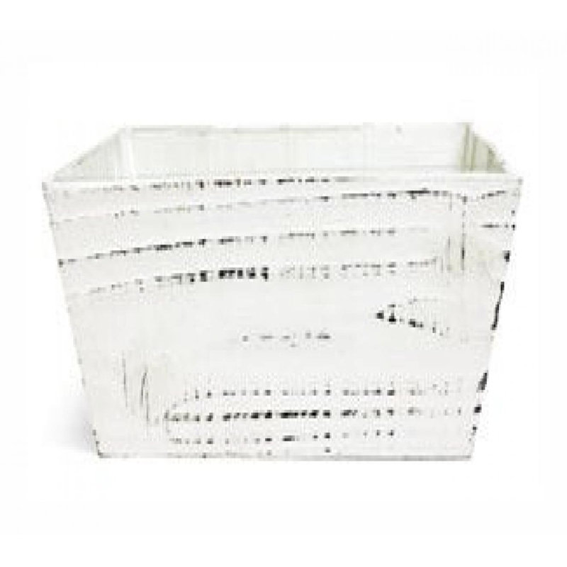 Distressed White Rectangular Wooden Decorative Box