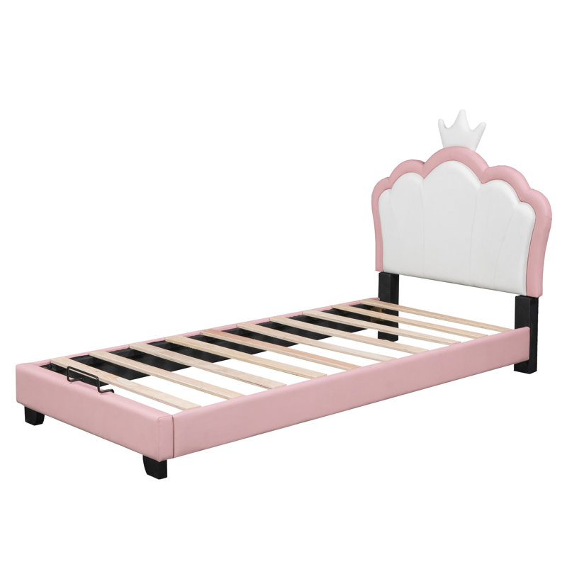 Amelia Upholstered Bed, White, European Single (90 x 200cm)