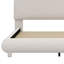 Lit plateforme tapissier avec tissu épais, structure solide et design courbé élégant-114399566-114399567
