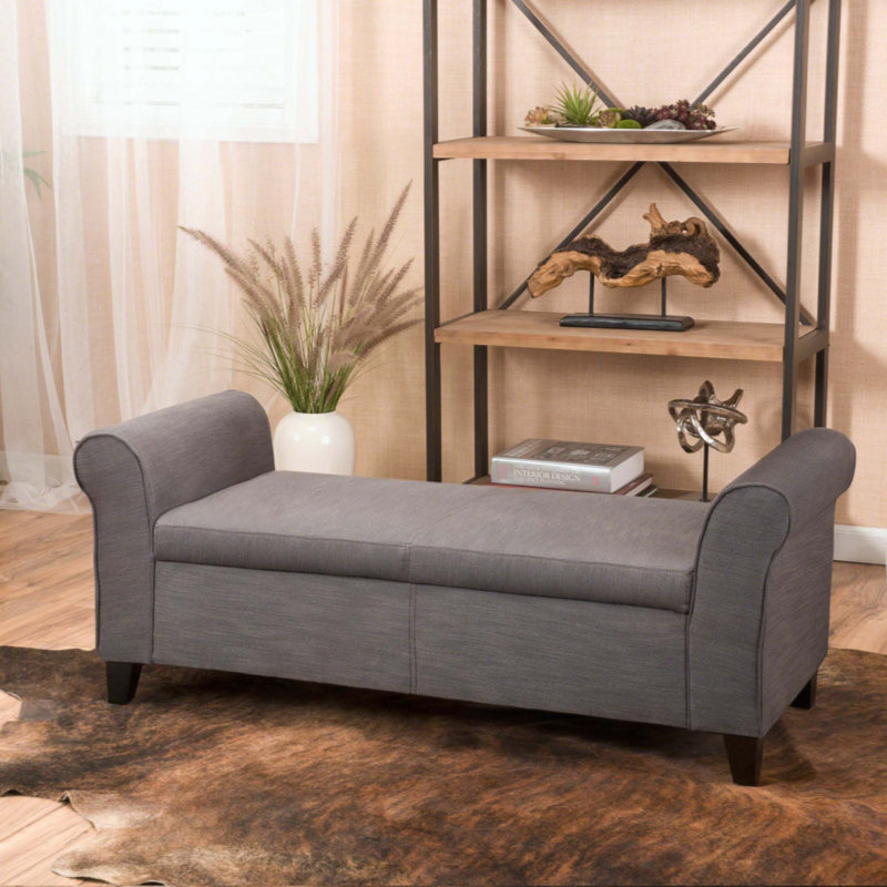 Banc de rangement rembourré Aisyah, Polyester gris