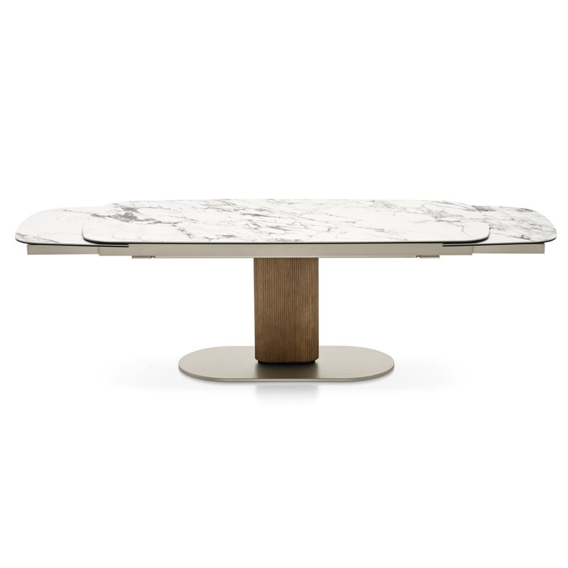 Tables extensibles Cameo, H 29,75 po x L 78,75 po x l 39,38 po, Marbre blanc, Noyer Canaletto / beige perle mat / noir mat
