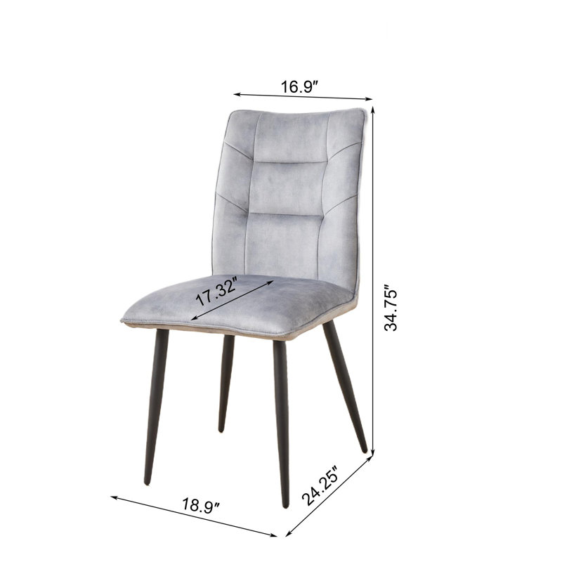 Ensemble de 2 chaises en velours Modern, Gris