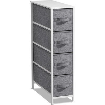 Sorbus 4 Drawers Narrow Dresser with Steel Frame, Wood Top & Fabric Bins