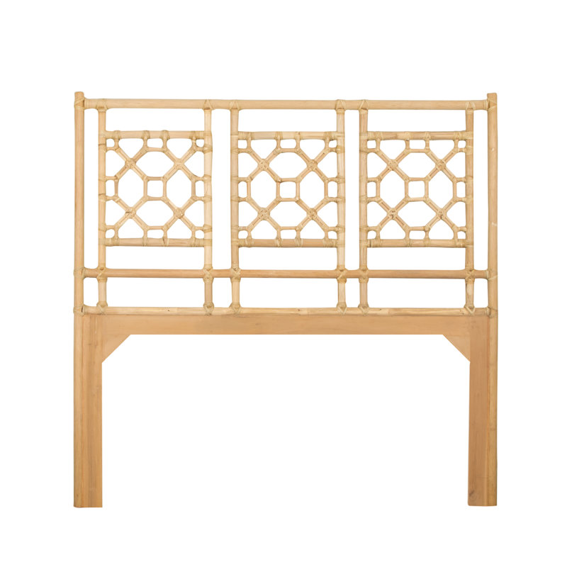 Lattice Back Open-Frame Rattan Headboard, Queen, Natural