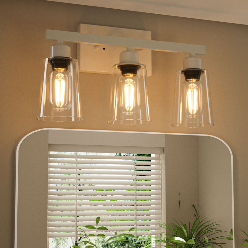 Luminaire de meuble-lavabo 3 lumières, luminaires de salle de bain modernes avec abat-jour en verre transparent imperméable, luminaire de salle de bain antirouille au-dessus du miroir pour le couloir de la cuisine du salon