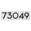 Horizontal rectangular address plaque with a white backplate and black numbers 73049