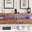 Structure de lit plateforme en bois avec rangement pour grand lit, tête de lit à DEL, 2 ports USB et assemblage facile, brun foncé
