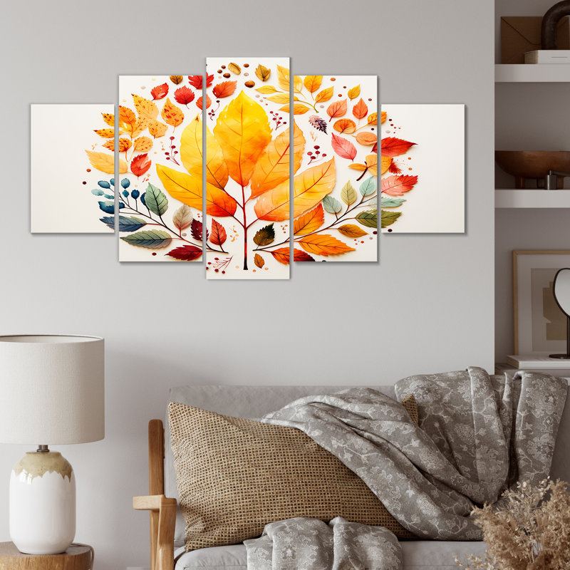Feuilles d'automne jaunes et rouges - ensemble d'art mural multi-panneaux érable