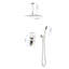 Douche de plafond de 16 po - Système de nickel brossé avec valve, laiton et acier inoxydable, nickel, stimulant pour salle de bain-126353170
