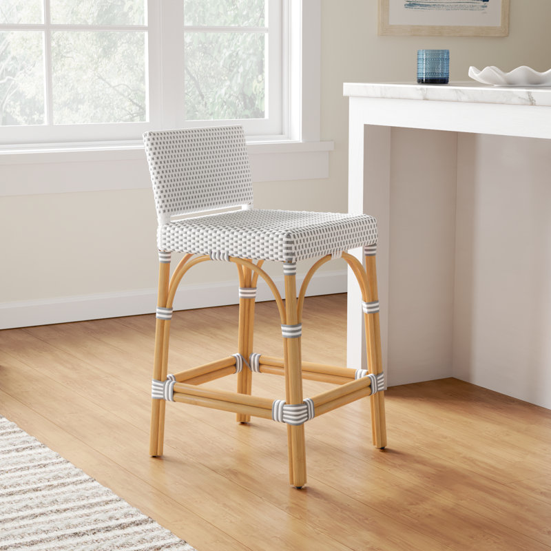 Estella Counter Stool, White/Gray Dot, Counter Stool 24" Seat Height