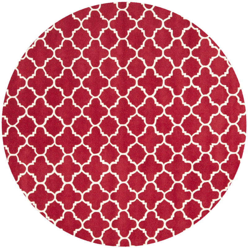 Carolene Hand Tufted Wool Geometric Rug, Round 7'