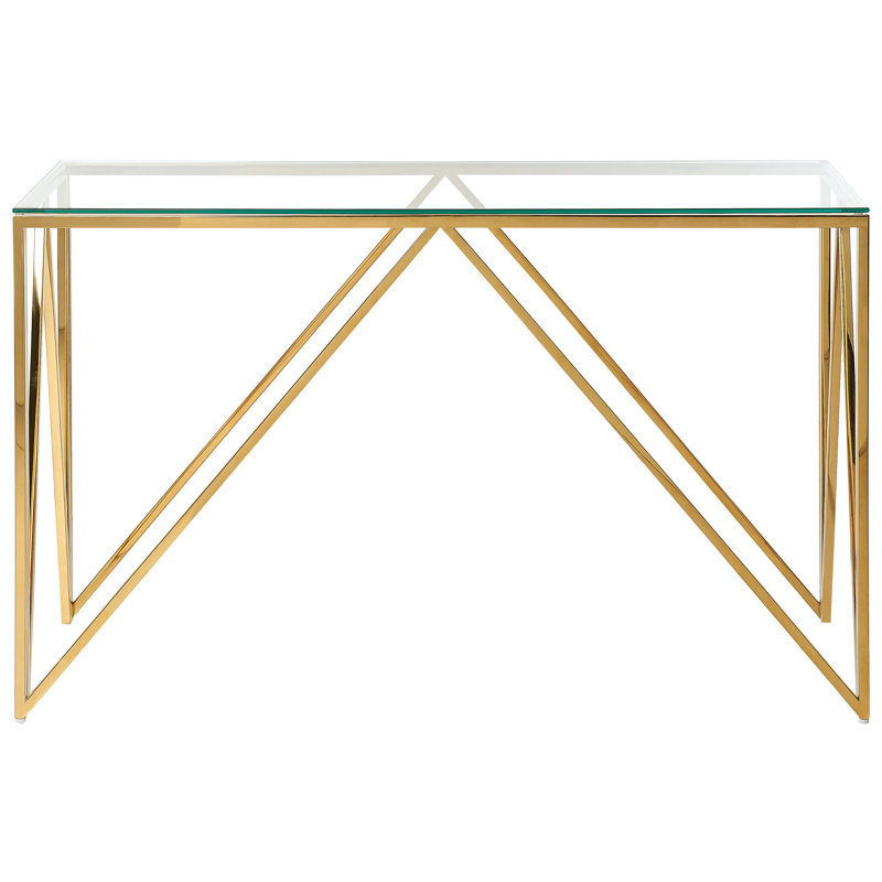 Ademaro 120cm Glass Top Console Table, Gold