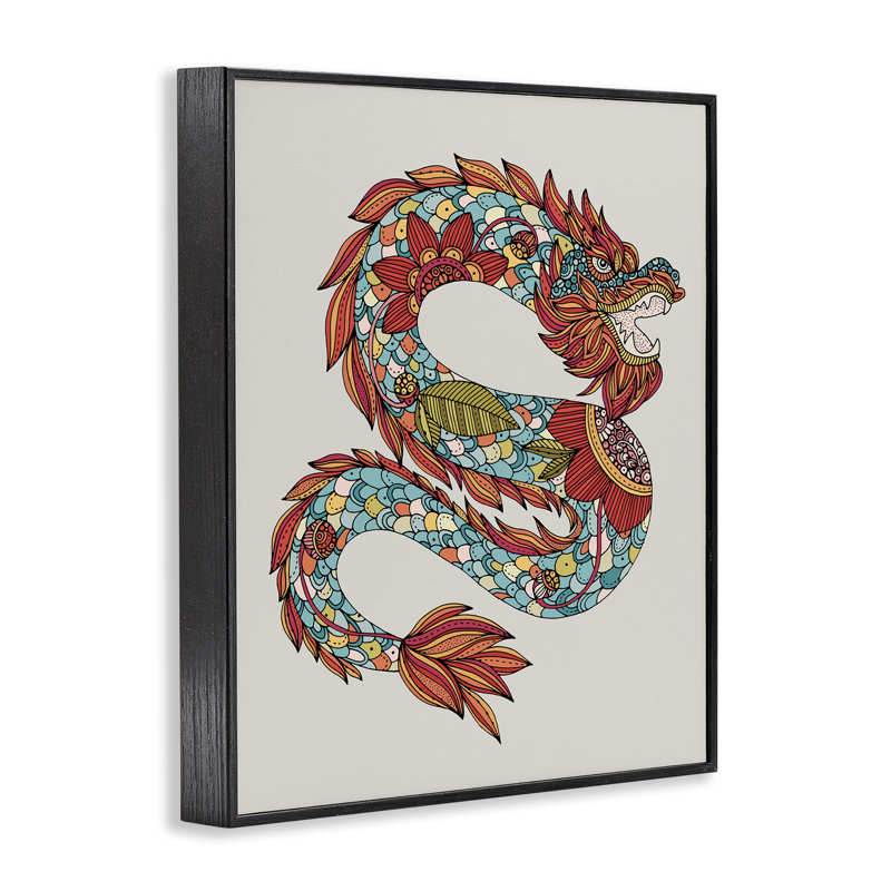 Année détaillée de l'art de la giclée du dragon par Valentina Harper, Giclée encadrée noir minuit, H 14 po x l 11 po