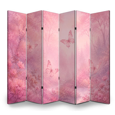 Paravent 6 panneaux à cloison pliable Royal Soft Pink Forest