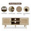 Meuble télé avec portes en rotin et rangement ouvert pour téléviseur de 55 po ou moins Boho, console média avec armoire de rangement-1544182595