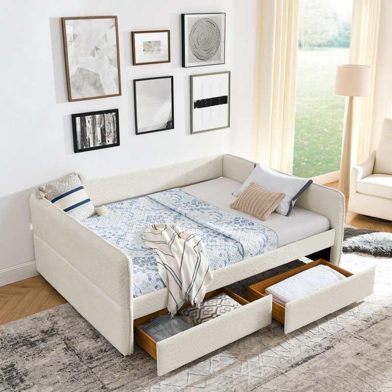 Canapé-lit capitonné Day Day With Trundle, Beige