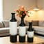 Ensemble de 3 vases décoratifs en métal, vases de sol à motif de feuilles noires, grands vases noirs et blancs pour la décoration intérieure, salon, hall d'entrée
