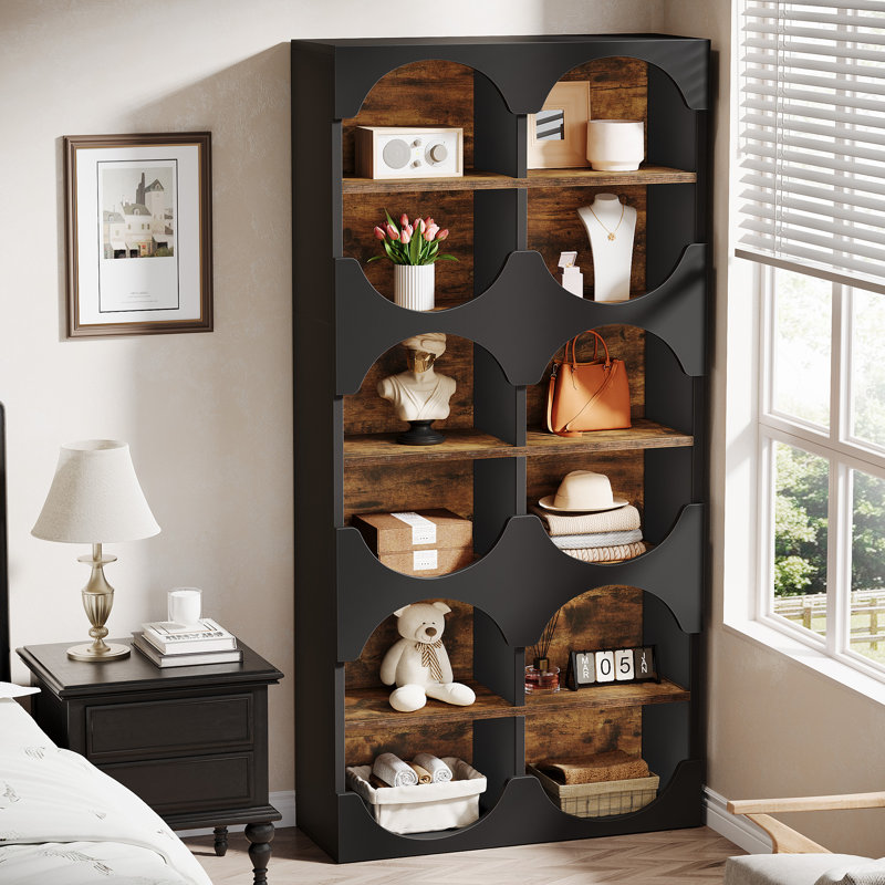 Set Of 2 6-Tier Black 70.87" Tall  Bookshelf Bookcase For Living Room
