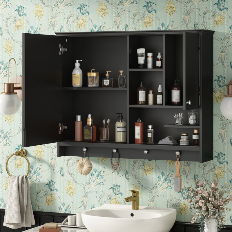 Armoire à pharmacie murale de 36 pouces, armoire de rangement pour salle de bain avec porte miroir et tablette ajustable, armoire à miroir pour salle de bain
