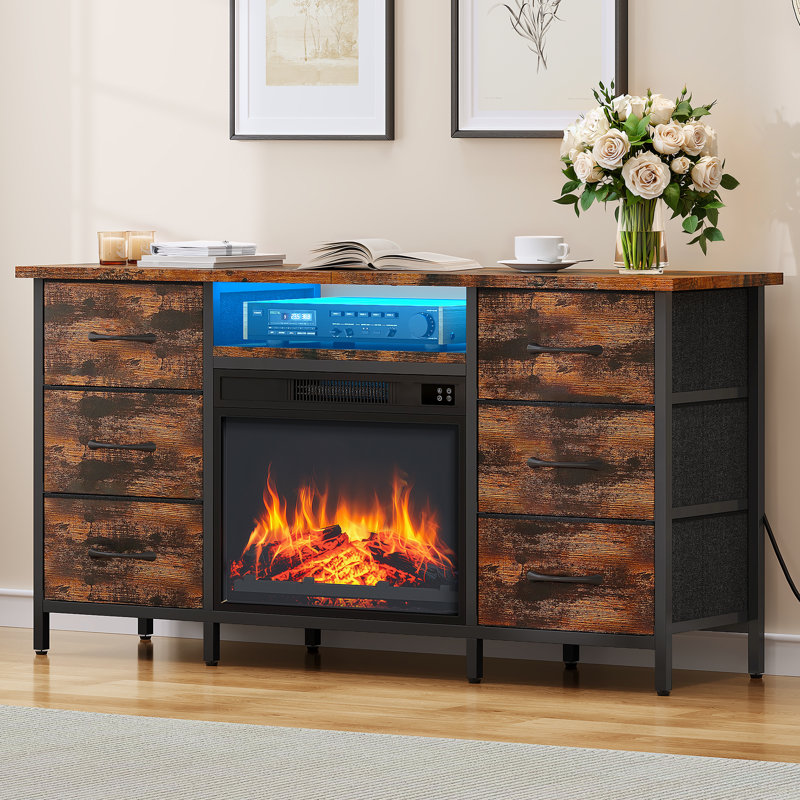 Metro Lane 120cm W 6-Drawer TV Stand with 6800BTU electric fire