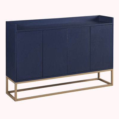 Wood Console Table with Large Storage Space, Gold Metal Legs