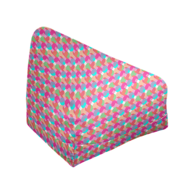 Sac de pois Kitterman, H 27 po x l 30 po x P 25 po, Housse de pouf, Rose / mauve / vert
