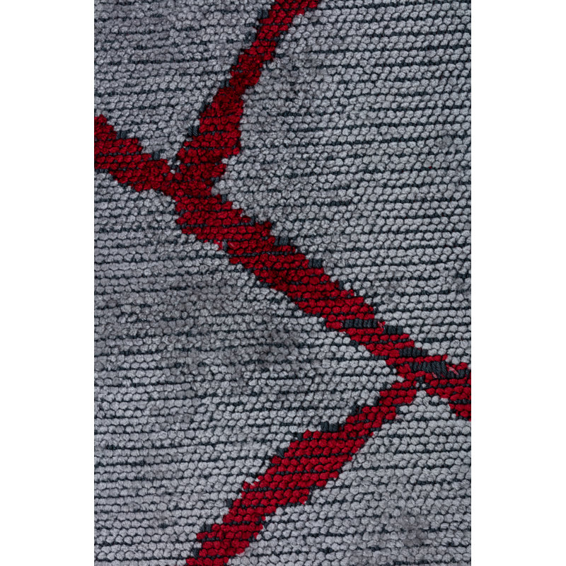 Rapture Gray/Red Abstract Luxury Area Rug, Rectangle 7'10" x 11'2"