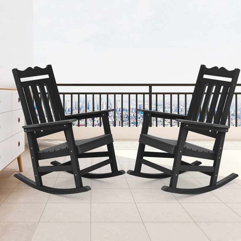 Chaise Adirondack berçante en plastique Anick, Noir