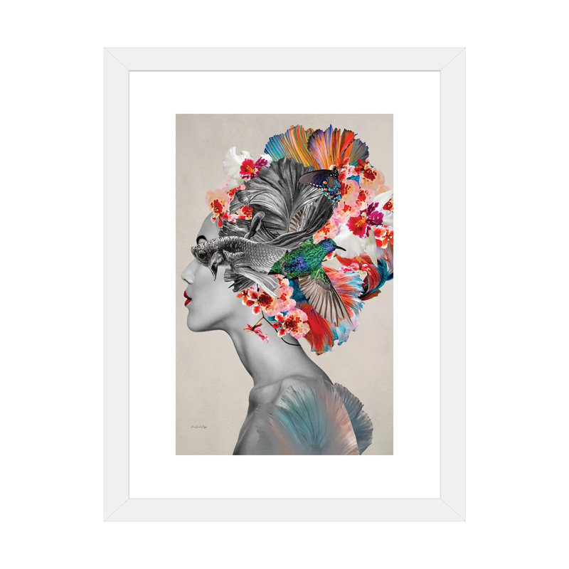 Aretha - par Ana Paula Hoppe, impression, H 24 po x l 16 po x P 1 po, Papier encadré blanc, Blanc