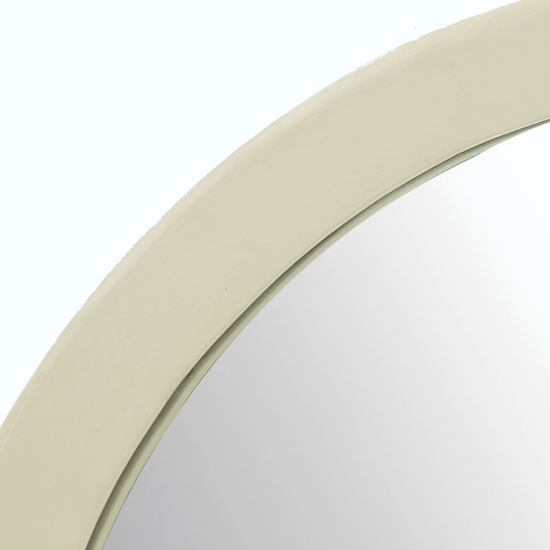 Braynt Solid Wood Round Wall Mirror, 19.8" x 19.8", Cream