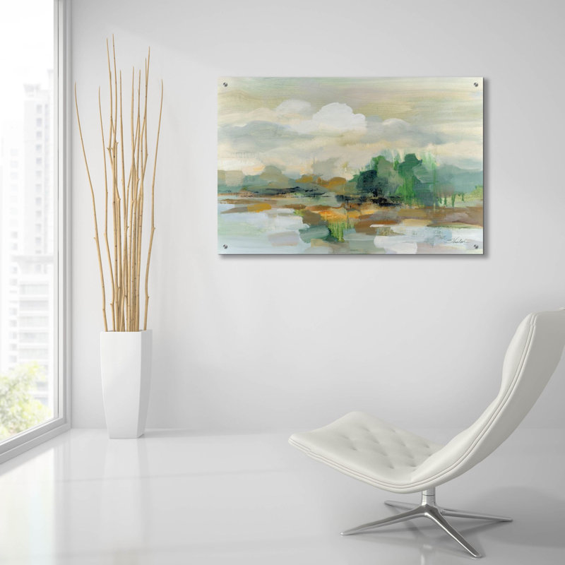 «Clear Horizon» par Silvia Vassileva, art mural en verre acrylique, H 24 po x l 36 po