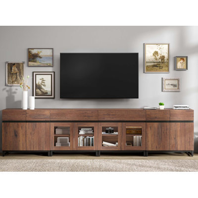 Modern TV Stand For Tvs Up To 120 Inches, 4 In 1 TV Console With Glass Doors And 2 Drawers, Media Console With Adjustable Shelf For Living Room, Bedro by Latitude Run