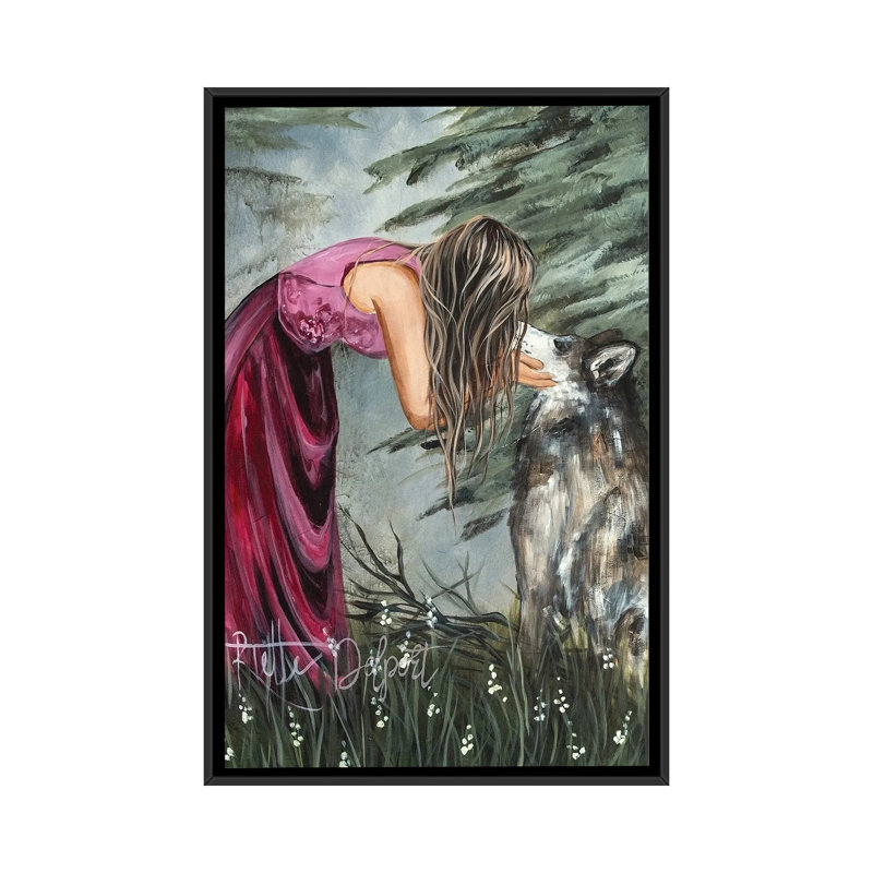 Le loup, Noir, Impression sur toile flottante sans passe-partout, H 26 po x l 18 po