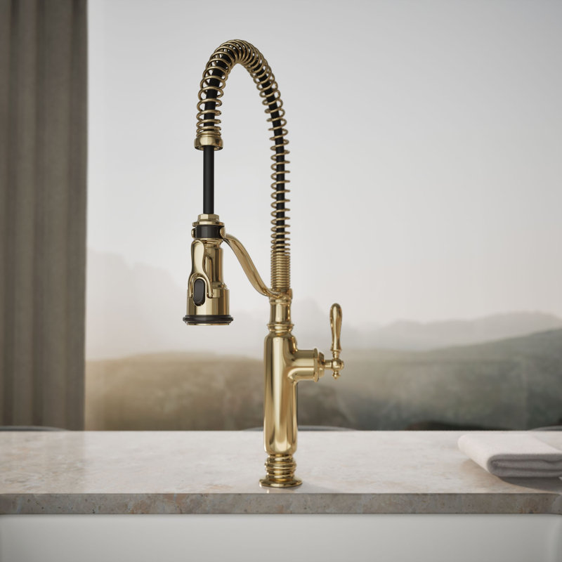 Tournant Single Handle Pull Down Kitchen Faucet, Vibrant French Gold