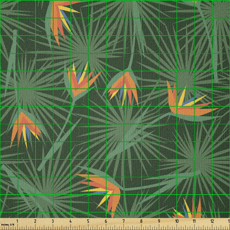Crusado Tropical Birds of Paradise Flowers Among Greenery Island Multi-Purpose Fabric