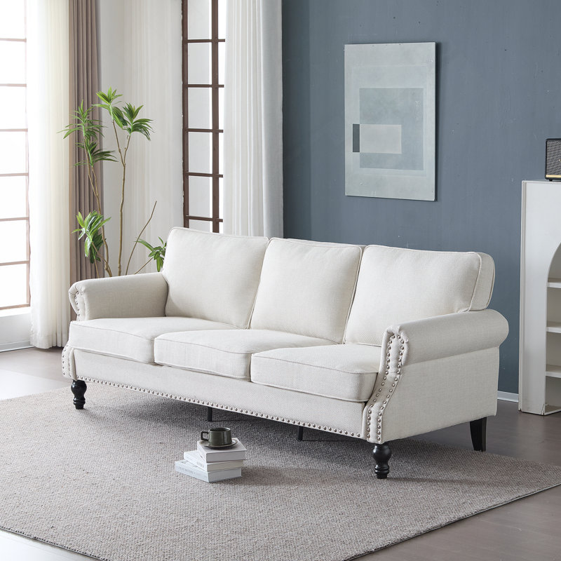 Canapé confortable en similicuir pour le salon, rehaussant l'ambiance de la maison, H 34,25 po x l 82,68 po x P 29,13 po